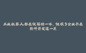 工业机器人都在做驱控一体，但很多企业卡在软件开发这一关-拾光赋