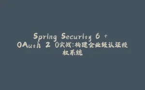 Spring Security 6 + OAuth 2.0实战：构建企业级认证授权系统-拾光赋