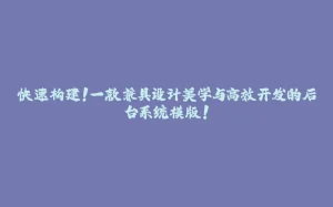快速构建！一款兼具设计美学与高效开发的后台系统模版！-拾光赋