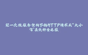 记一次微服务架构下的HTTP请求头“大小写”丢失排查之旅-拾光赋