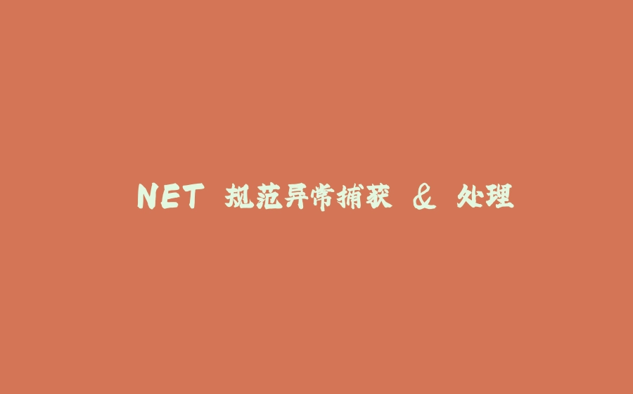 .NET 规范异常捕获 & 处理 - 拾光赋-拾光赋