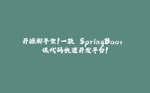 开源脚手架!一款 SpringBoot 低代码快速开发平台!-拾光赋