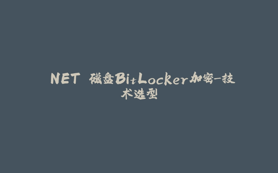 .NET 磁盘BitLocker加密-技术选型 - 拾光赋-拾光赋
