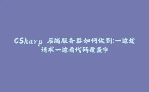 CSharp 后端服务器如何做到:一边发请求一边看代码覆盖率-拾光赋