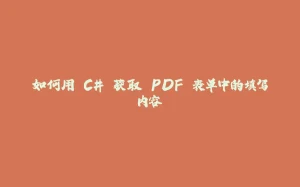 如何用 C# 获取 PDF 表单中的填写内容-拾光赋