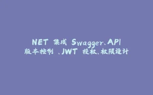.NET 集成 Swagger、API 版本控制 、JWT 授权、权限设计-拾光赋
